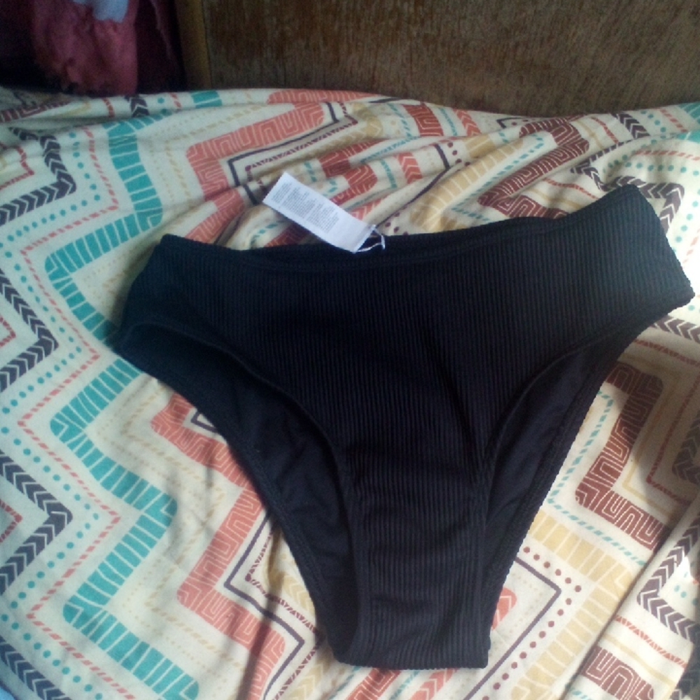 NWOT! Black Ribbed Bikini Bottom